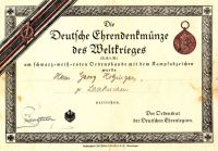 Deutsche Ehrendenkmünze des Weltkrieges Legitimation